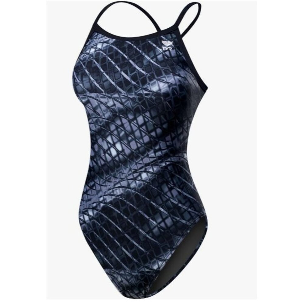 TYR GIRLS’ DIAMONDFIT SWIMSUIT, SIZE 22 , Titanium